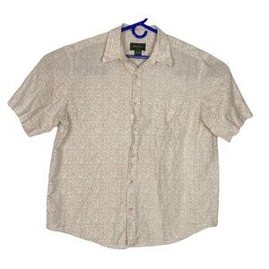 EDDIE BAUER Men Linen Blend Button Front Short Sleeve Shirt Sz L‎ Ivory 47-21
